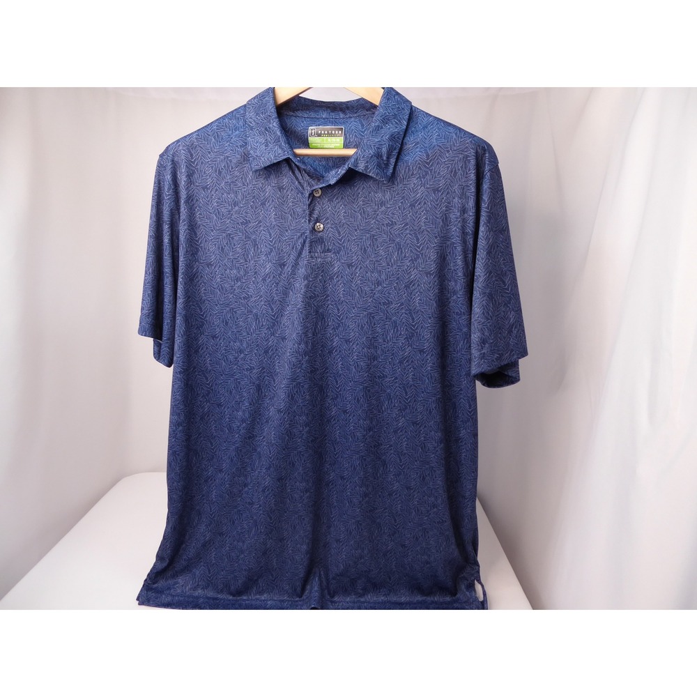 PGA Tour Pro Series Mens XL Blue Leaf Print Athletic Fit Golf Polo Shirt SU27322 - Picture 1 of 5